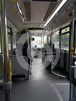Inside A Empty Public Transportation Bus