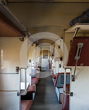 Inside of empty railway carriage