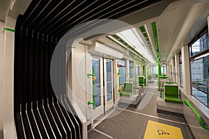 Inside a empty subway car