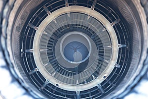 Inside of exhaust a military jet engine