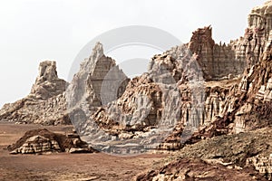 Inside the explosion crater of Dallol volcano, Danakil Depression, Ethiopia