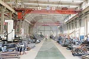 Inside of the factory building of the enterprise