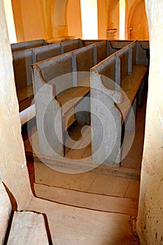 Inside the fortified medieval saxon church in the village Veseud, Zied , Transylvania,Romania