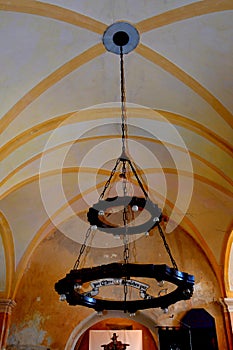 Inside fortified medieval saxon evangelic church in Veseud, Zied