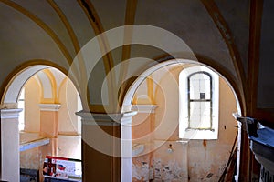 Inside fortified medieval saxon evangelic church in Veseud, Zied