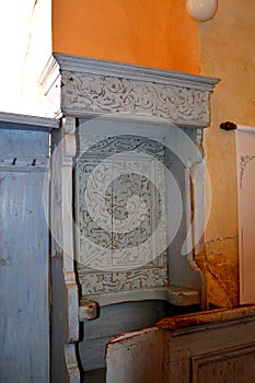 Inside fortified medieval saxon evangelic church in Veseud, Zied