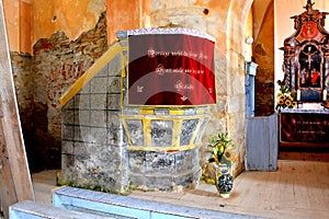 Inside fortified medieval saxon evangelic church in Veseud, Zied