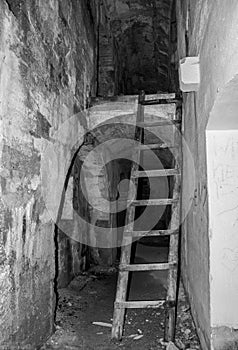 Inside the fortress Landro in the Dolomite Alps of South Tirol, an architectural remain of the border disputes between Austria and