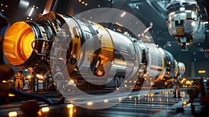 Inside a Futuristic Rocket Assembly Facility with Workers