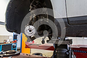 Inside a garage - changing wheels/tires