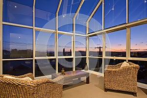 Inside glass sun room