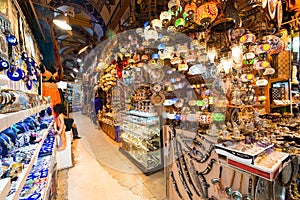 Inside the Grand Bazaar in Istanbul, Turkey