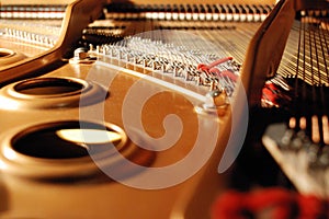 Inside a grand piano