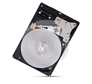 Inside of hard disk. HDD isolated
