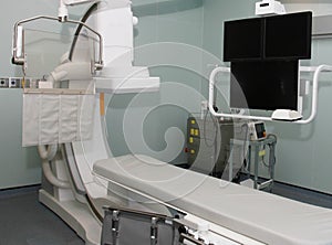 Inside the heart catheterization chamber Where there are no patients in the hospital