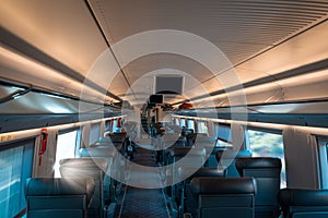 Inside a high speed train compartment
