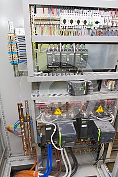 Inside on high voltage electric panel box