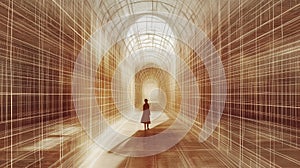 Inside a human mind, a person trapped in his own thoughts. Brain in the shape of a labyrinth. Decisions to be made photo