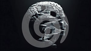 Inside a human mind, a person trapped in his own thoughts. Brain in the shape of a labyrinth. Decisions to be made photo