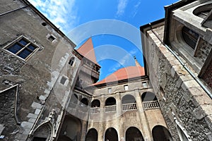 Inside the Hunedoara Castle courtyard