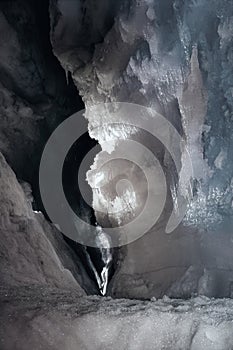 Inside a ice cave in Iceland