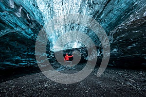 Inside an ice cave in Iceland