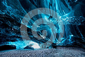 Inside an ice cave in Iceland