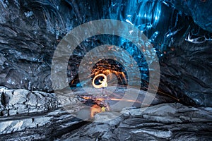 Inside an ice cave in Iceland