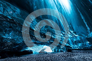 Inside an ice cave in Iceland