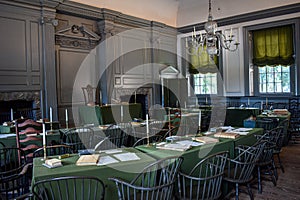 Assembly room in Independence Hall Continental Congress. photo