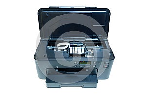 Inside the Inkjet Printer: View of the Holder with Cartridges