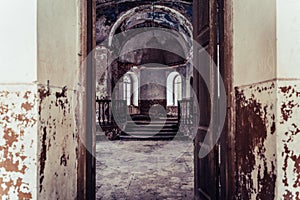 Inside Interior of an old Abandoned Church in Latvia, Galgauska - light Shining Through the Windows