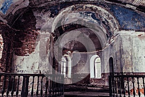 Inside Interior of an old Abandoned Church in Latvia, Galgauska - light Shining Through the Windows