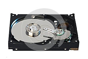Inside of internal Harddrive HDD on white background