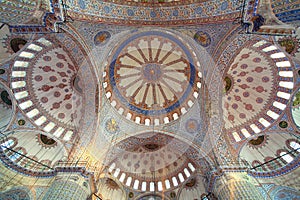 Inside the islamic Blue mosque in Istanbul