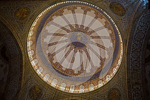 Inside the islamic Blue mosque in Istanbul, Turkey