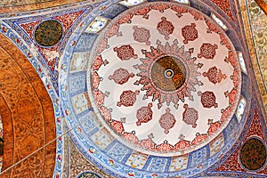 Inside the islamic Blue mosque in Istanbul