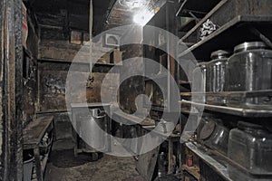 Inside a kitchen / pantry in a very old house in Varanasi