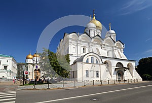Inside Kremlin. View of Ivan the Great Bell Tower, Assumption Ca