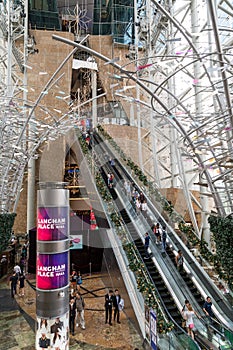 Inside the Langham Place shopping mall in Hong Kong