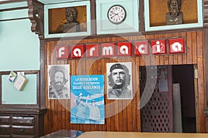 Santa Clara, Cuba, January 5, 2017: inside a local farmacy in Santa Clara, Cuba. Local life imagery