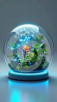 Digital Ecosystem in a Glowing Glass Sphere
