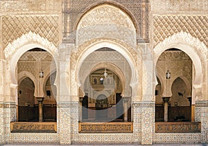 Inside of The Madrasa Bou Inania  Medersa el Bouanania , Medina of fes, Morocco