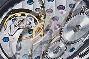 Inside mechanical watch.