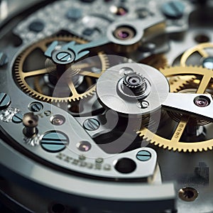 Inside mechanism, clockwork with working gears