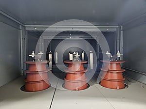 The inside of a medium voltage electrical panel