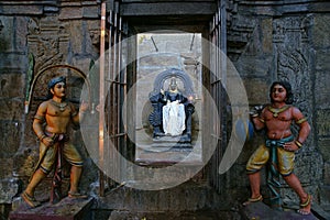 Inside of Meenakshi hindu temple in Madurai, South India photo