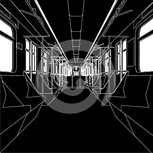 Inside Of Metro Train Wagon Vector 01