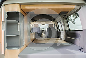 Inside a modern campervan