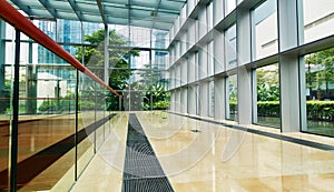 inside modern glass office building
